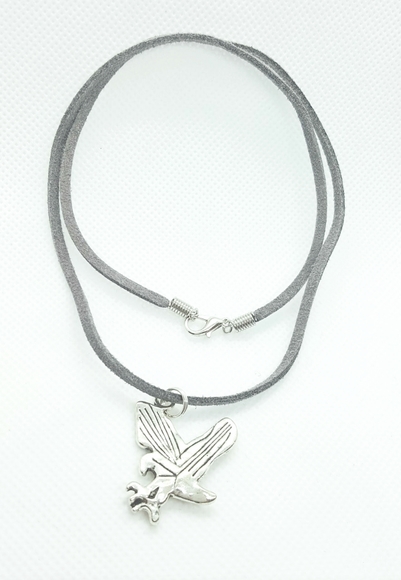 NWOT Eagle on 20" gray leather lace mens necklace - Picture 4 of 5